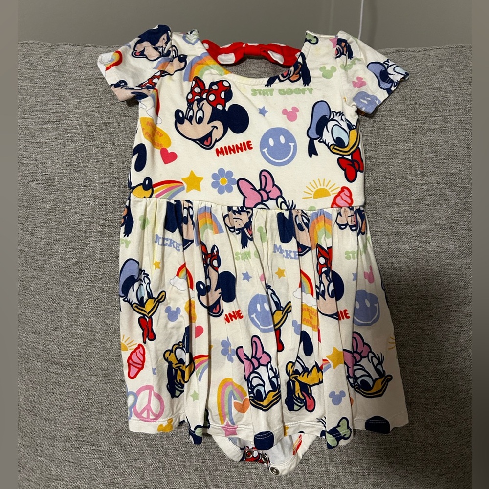 Little Sleepies Minnie Mouse Dress 12-18 months EUC